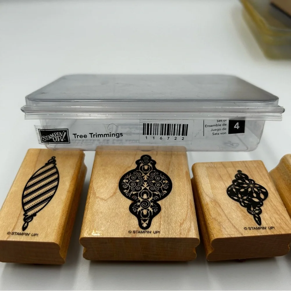 Stampin' Up! Holiday Mounted Rubber Stamp Sets Tree Trimmings Stars To: From: - Picture 3 of 12